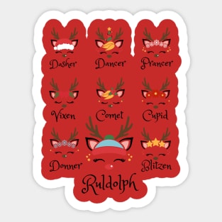 Santa's Reindeers Black Sticker